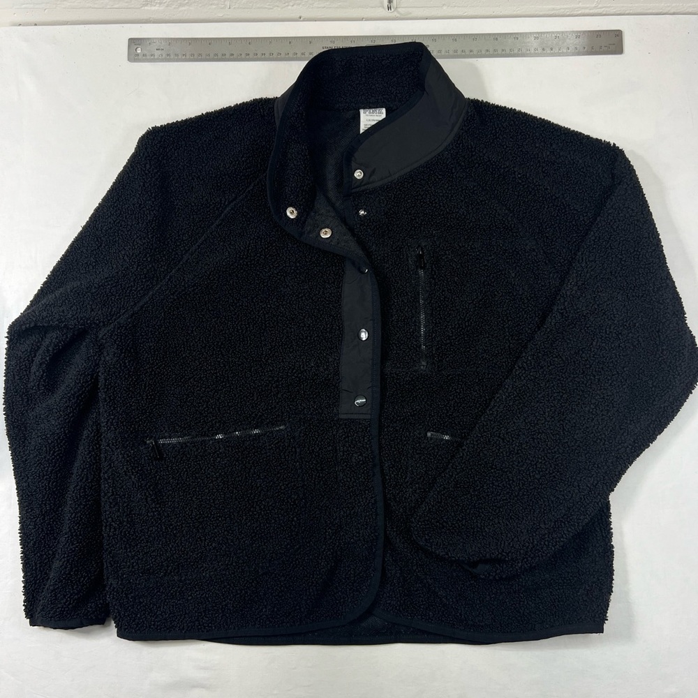 Pink Victoria’s Secret Black Snap Front Sherpa Jacket